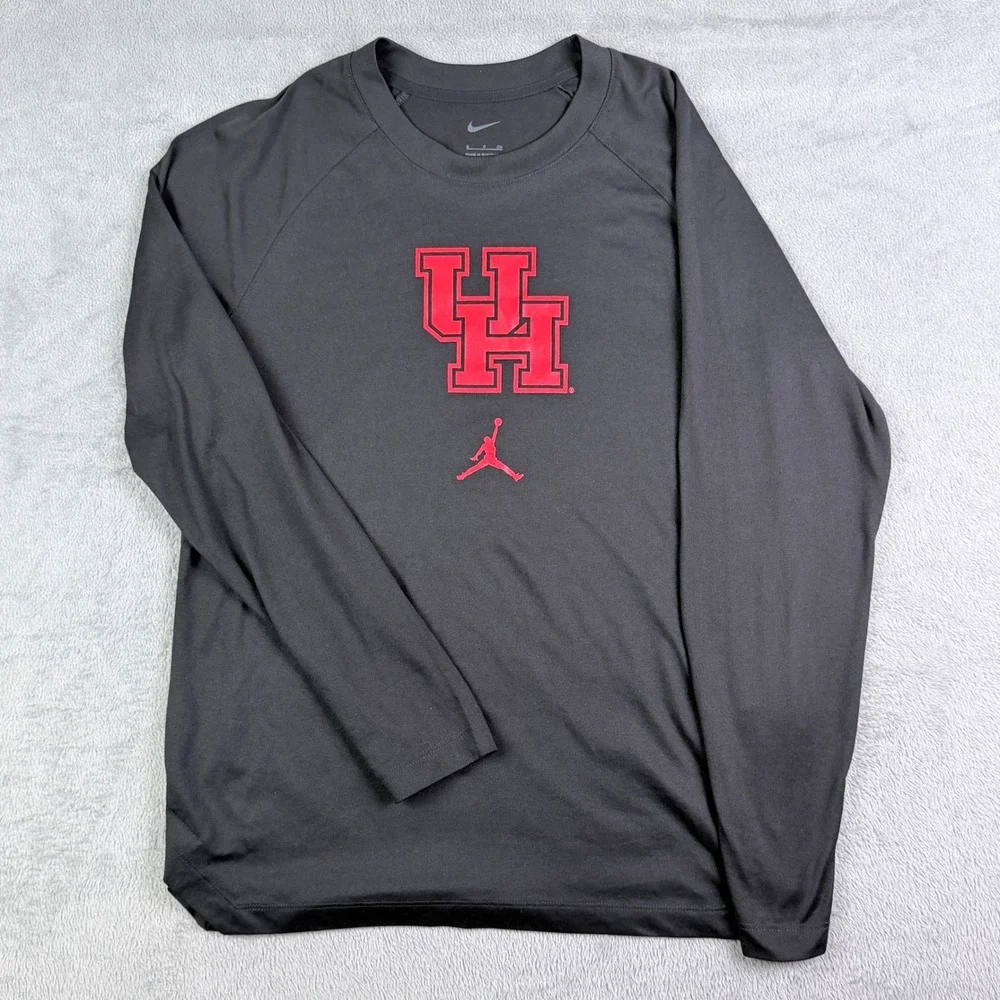 Nike Jordan Houston Cougars Spotlight LS Shirt Black ZD01759 UH Logo NCAA Small